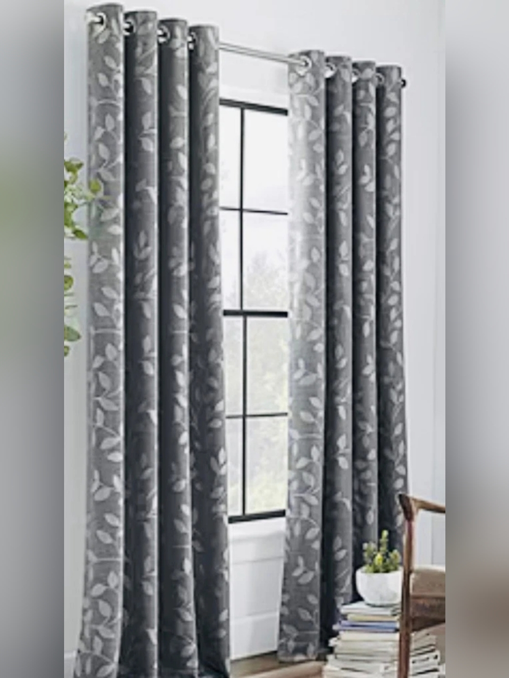 Curtains JP Penny  Luxury Quinn Leaf One panel gray  50 "x 108 " polyester Rayon